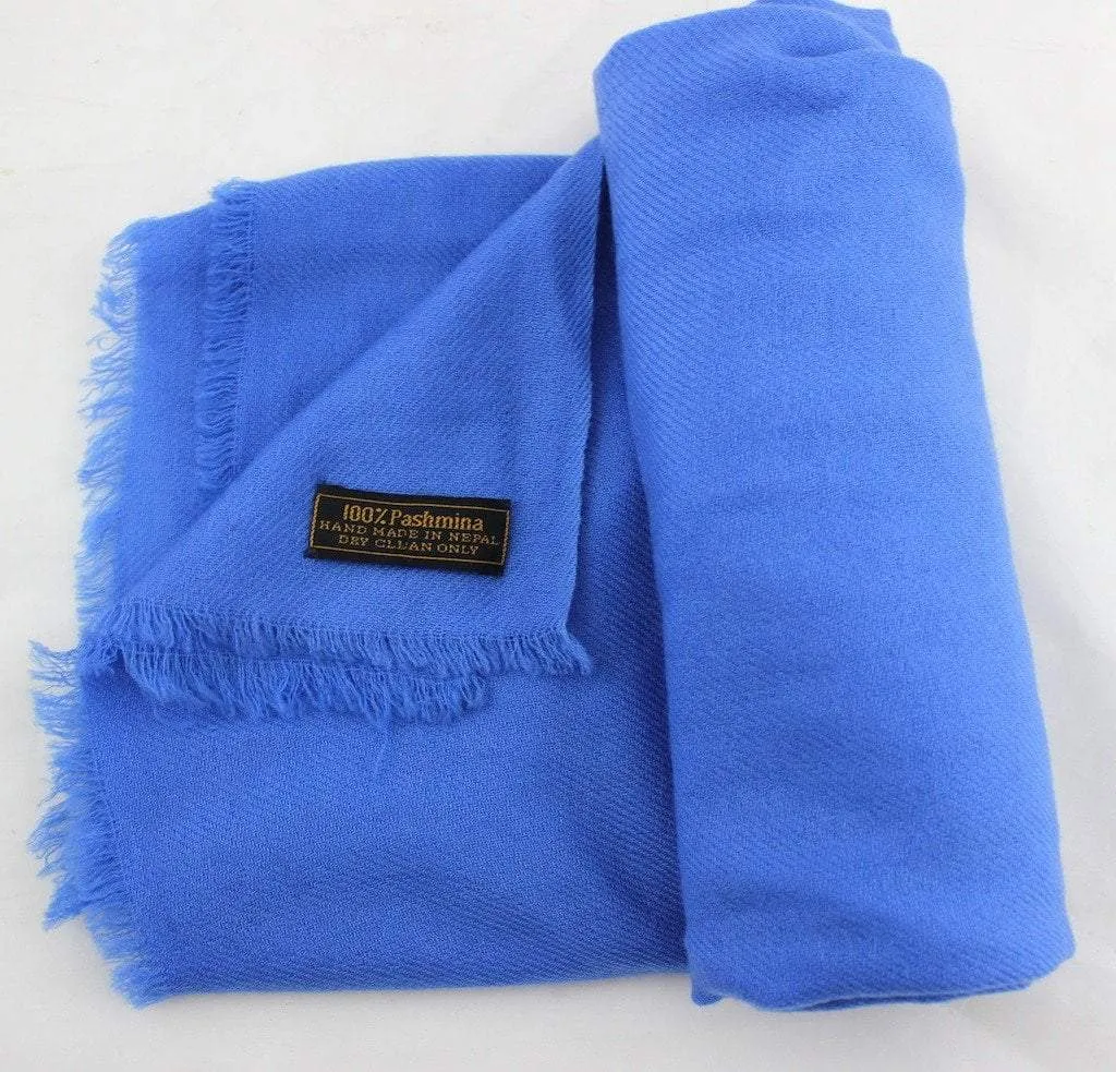 100% Pashmina Shawl in Lake Blue