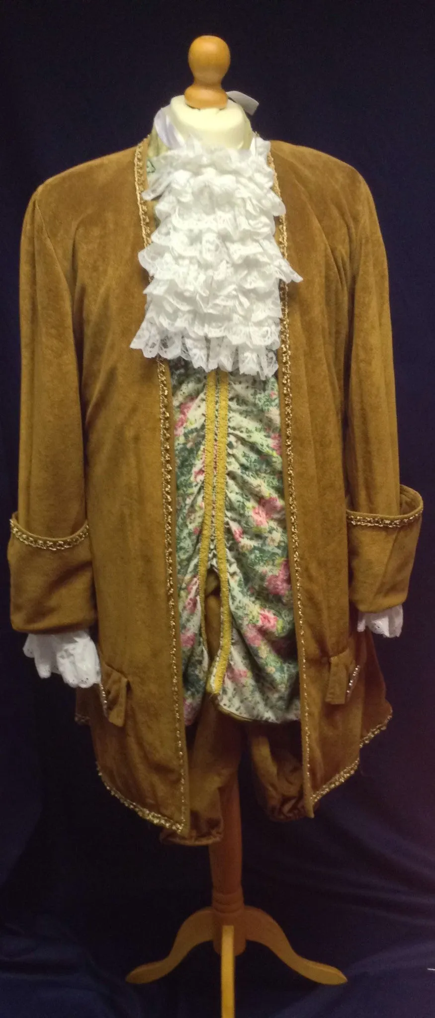 18th Century Court Gent in Rust and Floral Fabric