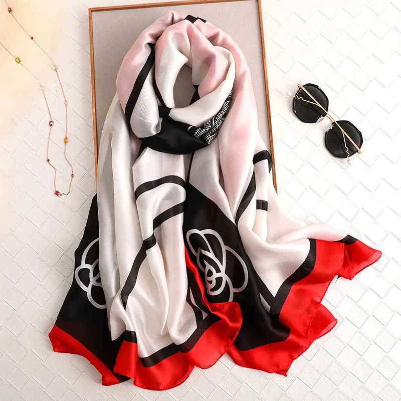 2022 Brand Designer Silk Scarf Female Foulard Bandana Long Shawls Wraps Winter Neck Scarves Pashmina Lady Hijab Luxury New