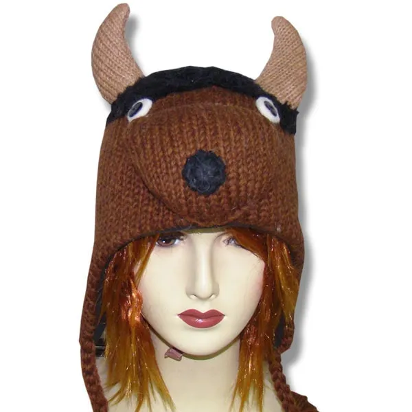 Animal Head Tuques for Kids. 100% Wool with fleece lining. Handmade in Nepal.