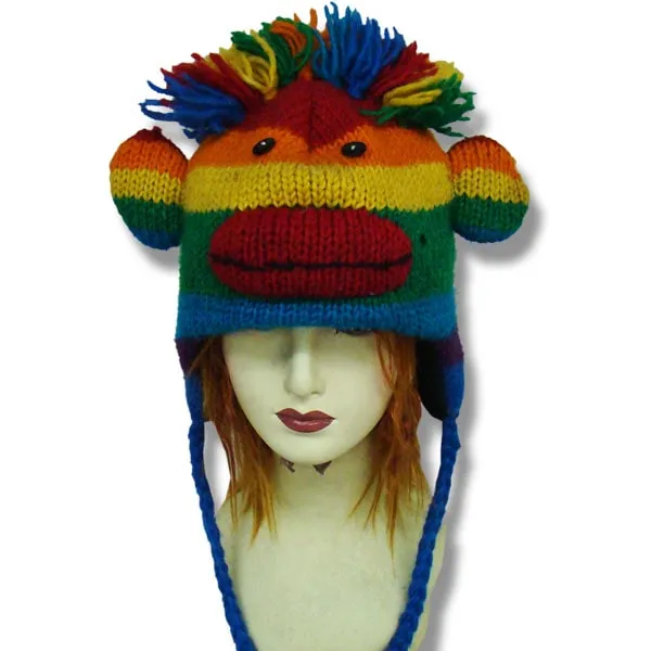 Animal Head Tuques for Kids. 100% Wool with fleece lining. Handmade in Nepal.