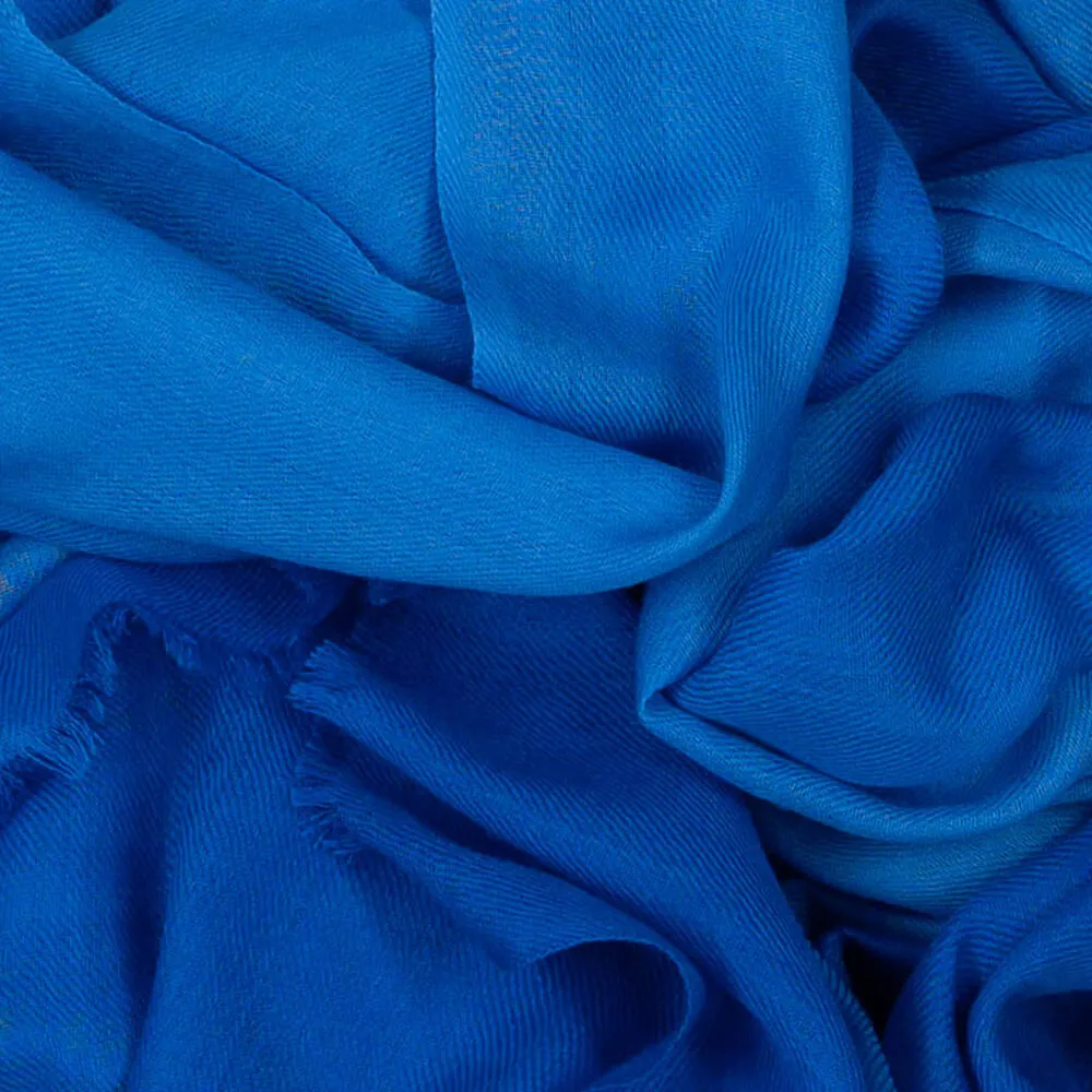 Azure to Sky Blue Cashmere and Silk Wrap