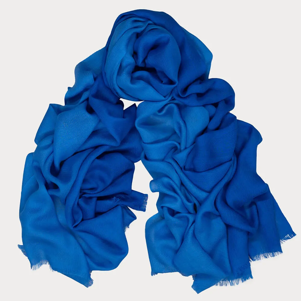 Azure to Sky Blue Cashmere and Silk Wrap