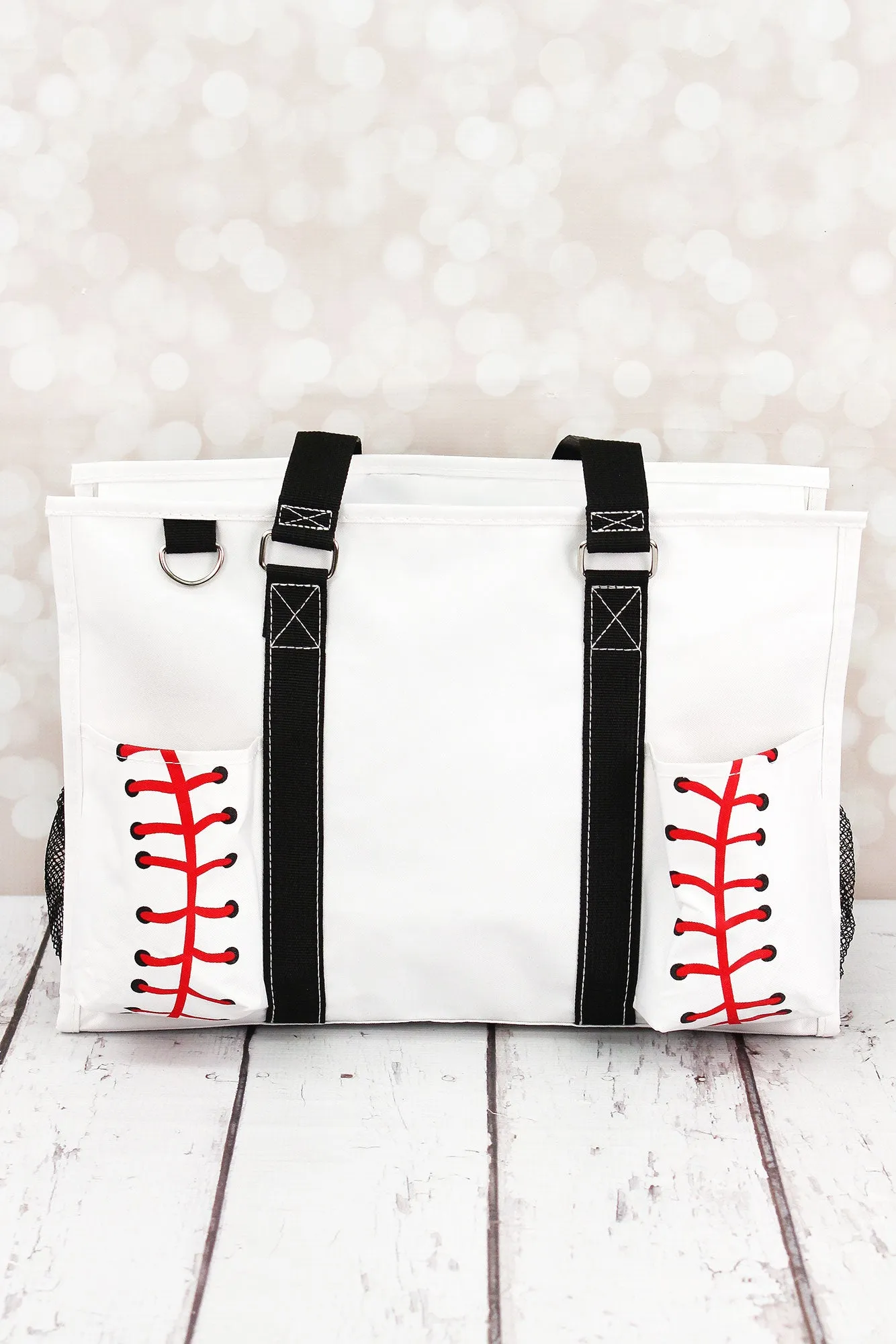 Baseball Laces Utility Tote with Black Trim