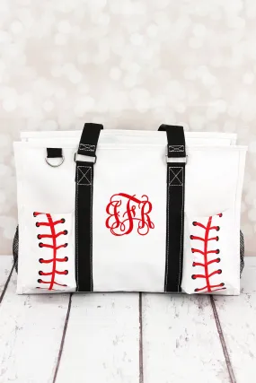 Baseball Laces Utility Tote with Black Trim