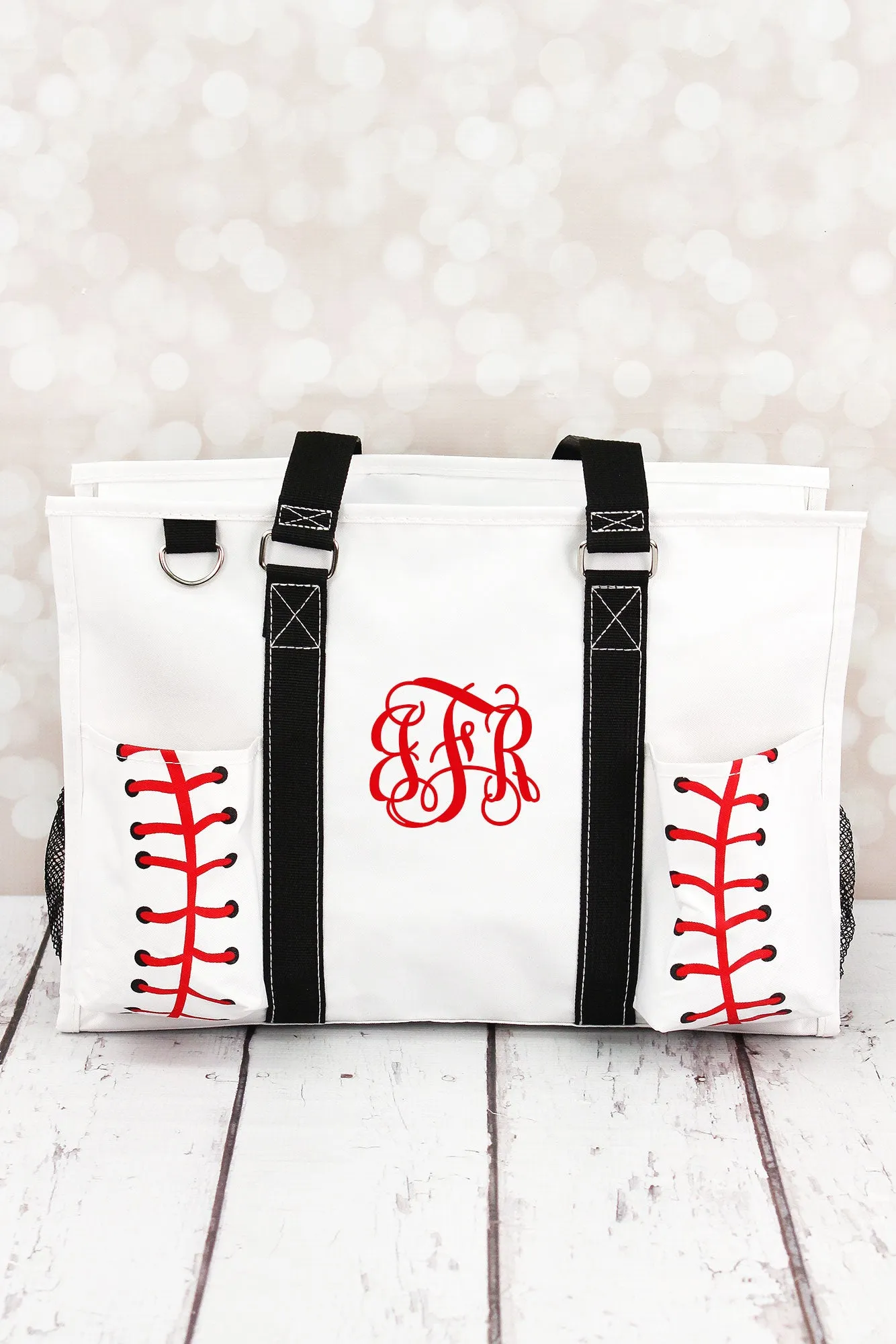 Baseball Laces Utility Tote with Black Trim