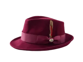 Bruno Capelo Burgundy Men's Wool Hat Hudson Lite Felt Fedora Hat