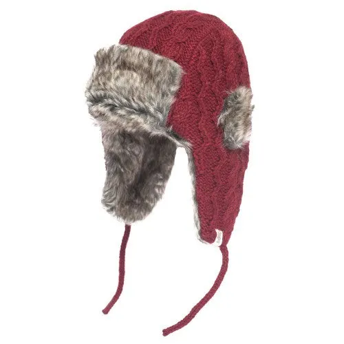 Cable Knit Russian Hat w/ Faux Fur