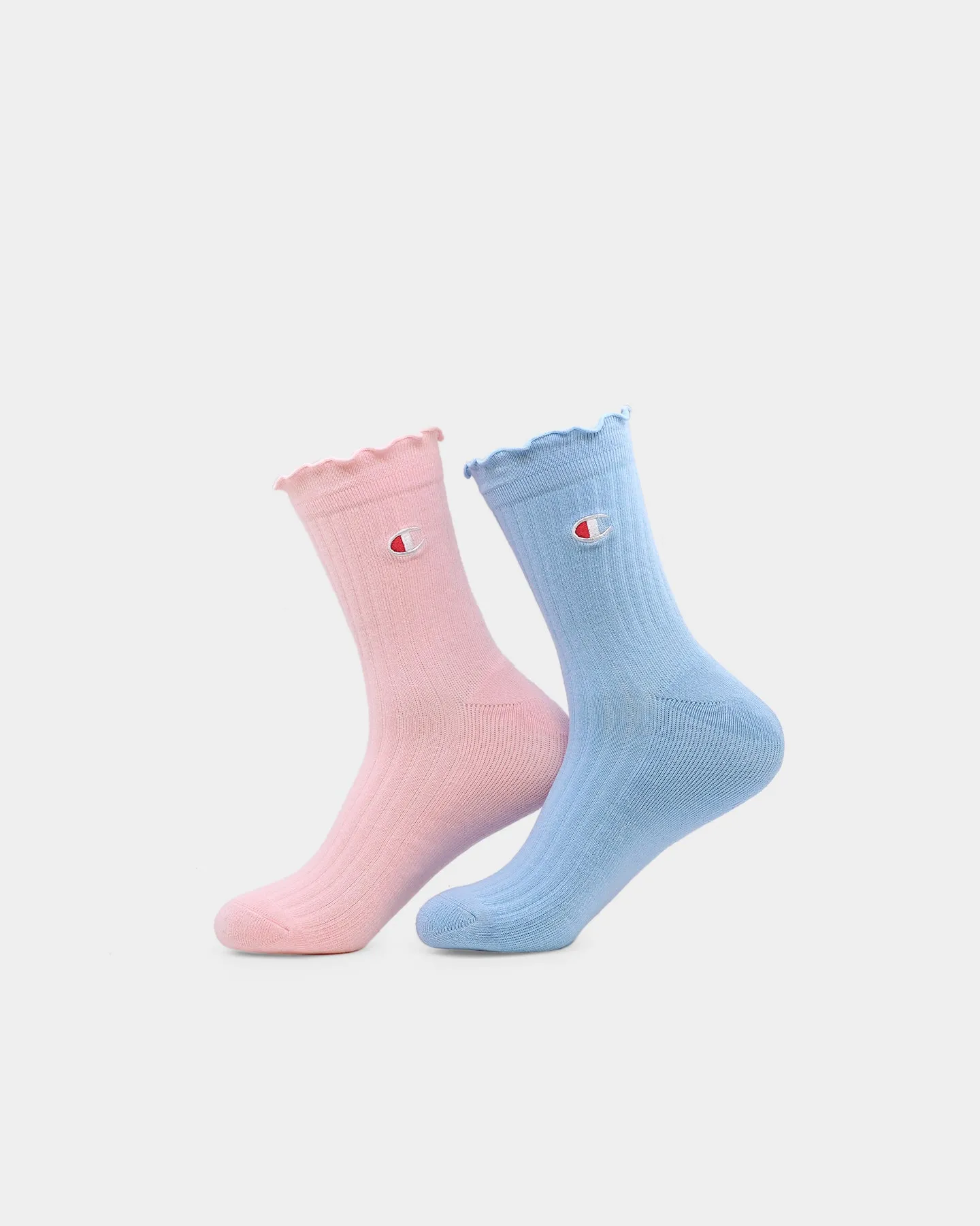 Champion Women's LFS Frill Crew Socks 2 Pack Pink/Blue