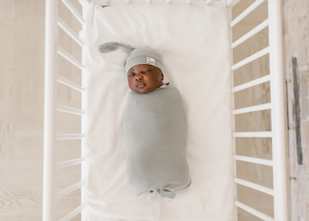 Copper Pearl Newborn Top Knot Hat | Stone