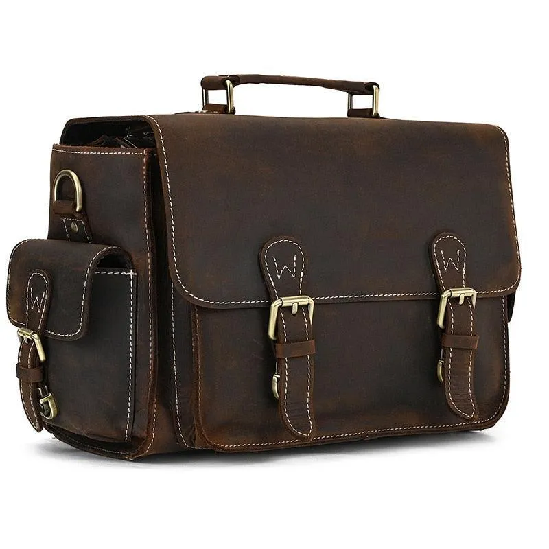 Crazy Horse Leather Shoulder Bag Vintage Camera Bags In