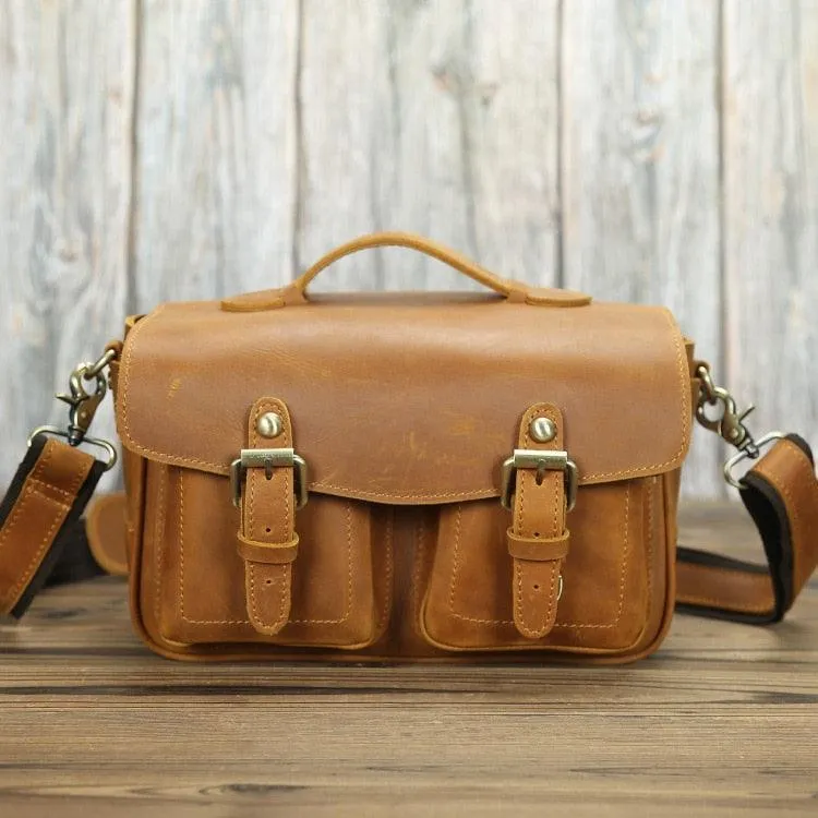 Crazy Horse Leather Shoulder Bag Vintage Camera Bags In