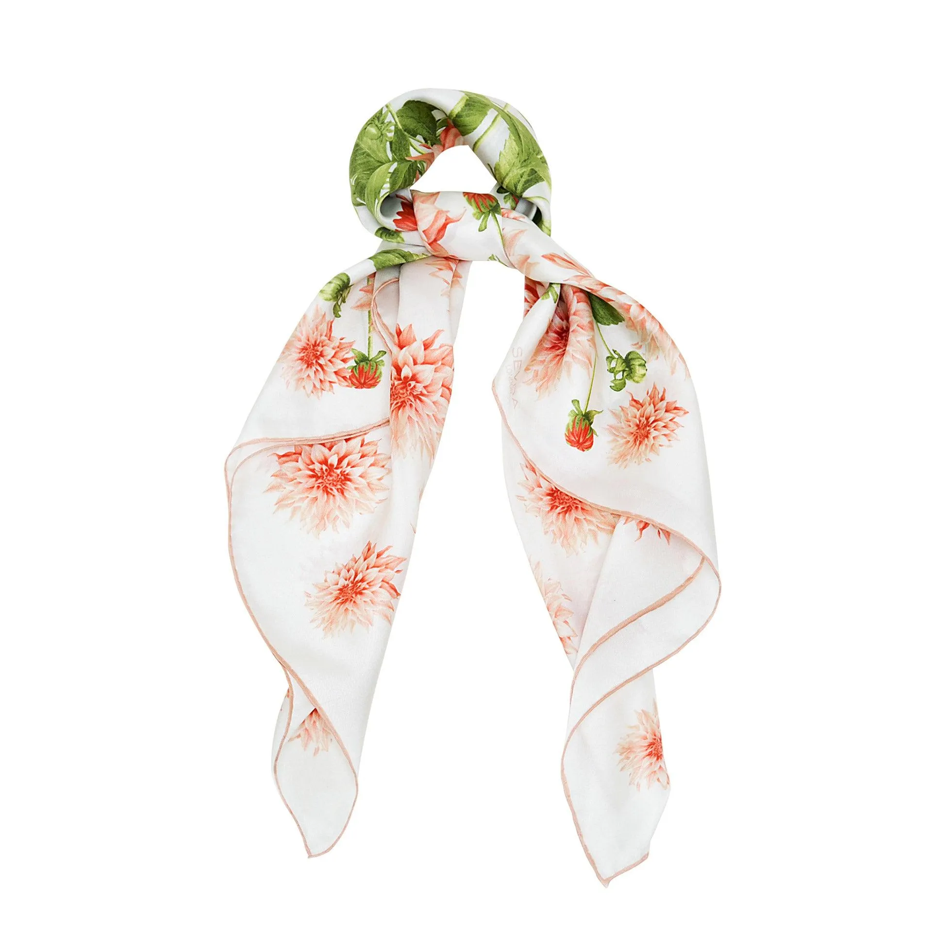 Dahlia Garden Silk Scarf Coral Pink