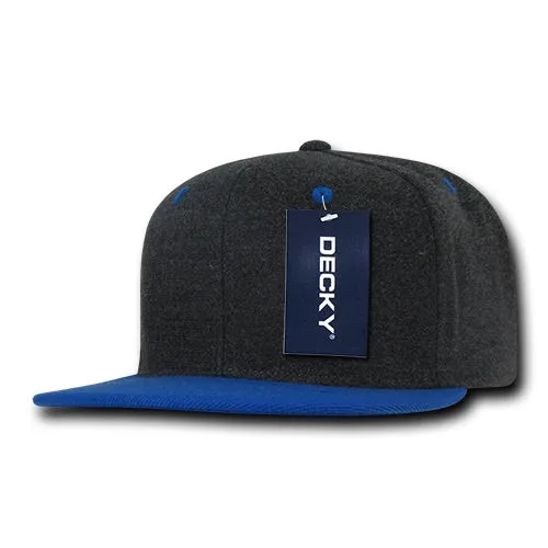 Decky 1087 Melton Wool Snapback Hat, 6 Panel Melton Snapback Cap