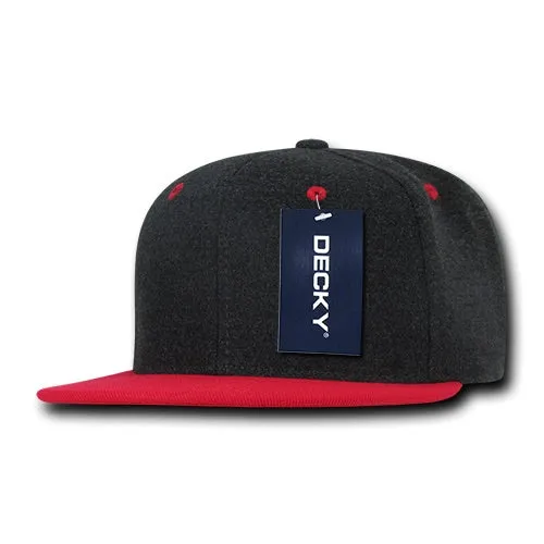 Decky 1087 Melton Wool Snapback Hat, 6 Panel Melton Snapback Cap