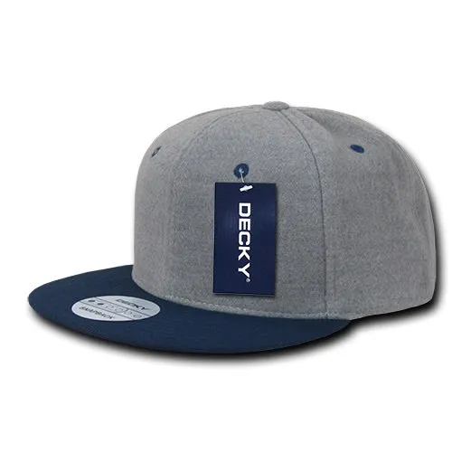 Decky 1087 Melton Wool Snapback Hat, 6 Panel Melton Snapback Cap