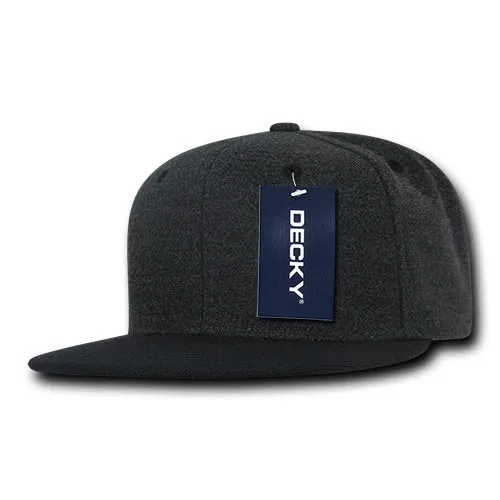 Decky 1087 Melton Wool Snapback Hat, 6 Panel Melton Snapback Cap