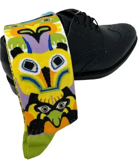 DMITRY "Dancing Feather" Patterned Made in Italy Mercerized Cotton Socks