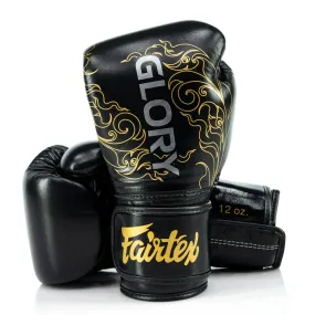 Fairtex X Glory Leather Kickboxing Gloves Muay Thai Black / White