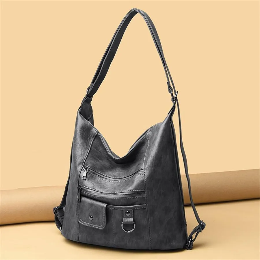 Faux Leather Casual Cross Body Bag