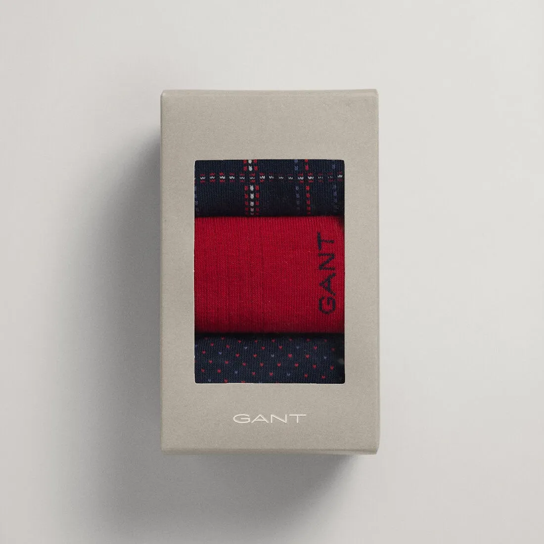 GANT - 3-Pack Check Socks with Gift Box - Evening Blue & Red