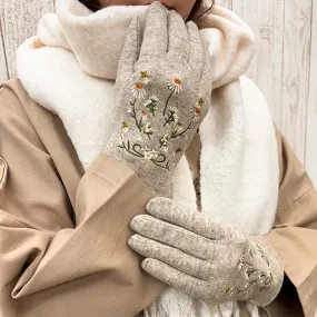 Gloria | Floral Embroidered Touchscreen Gloves