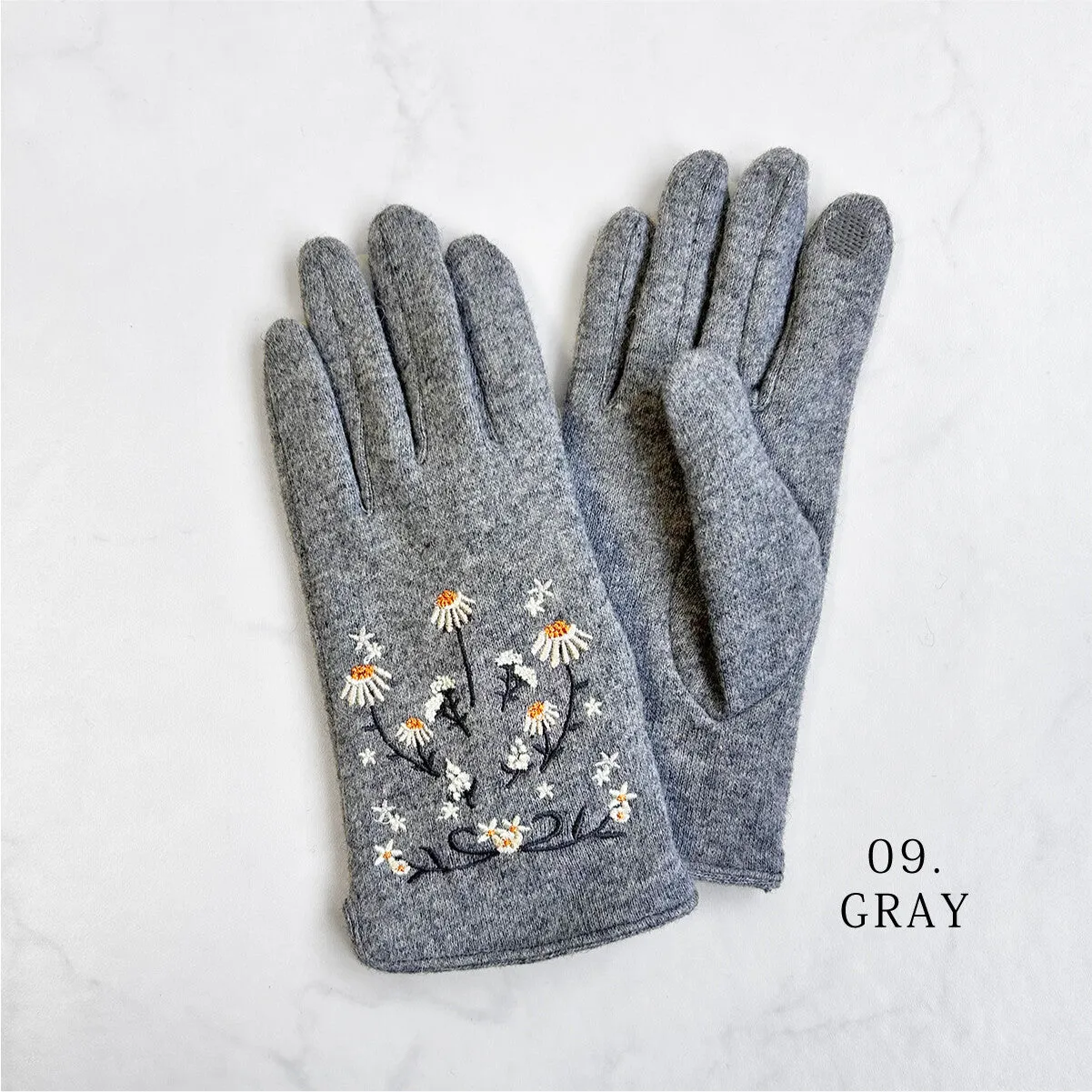 Gloria | Floral Embroidered Touchscreen Gloves