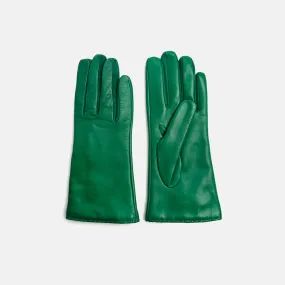 Grass Green Leather Cashmere-Lined Gloves