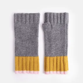 Grey/Mustard/Pink Cashmere Wrist Warmers