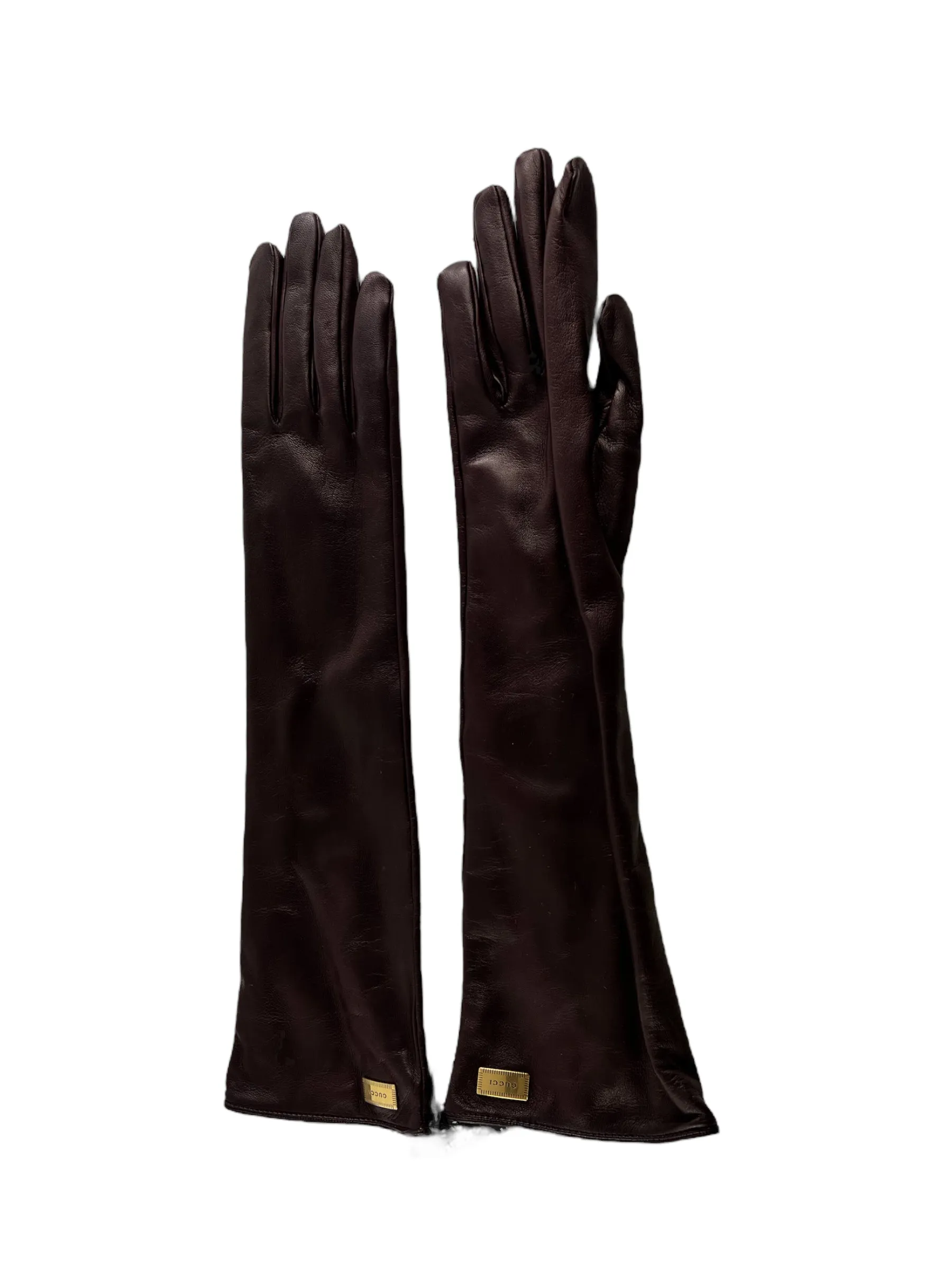 Gucci Burgundy Leather Long Gloves