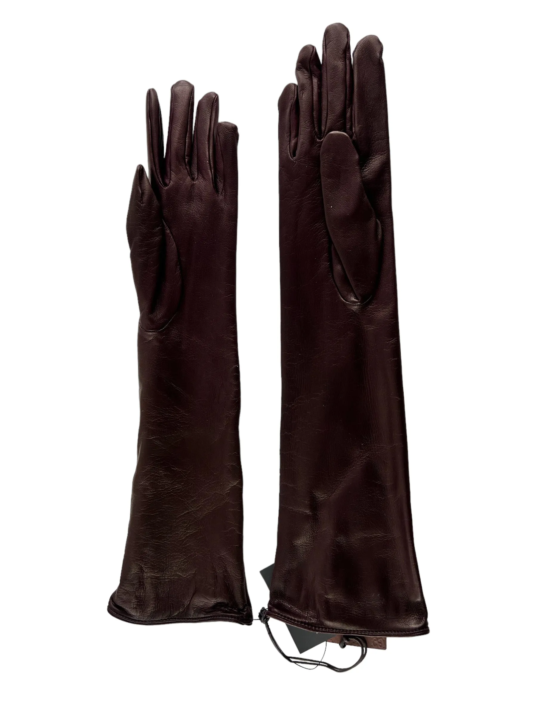 Gucci Burgundy Leather Long Gloves