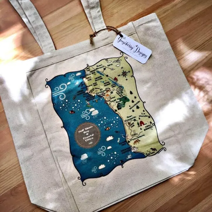 Half Moon Bay City Map Tote