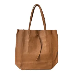 Italian Big Leather Tote in Light Tan