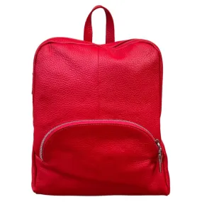 Italian Leather Medium Backpack in Red