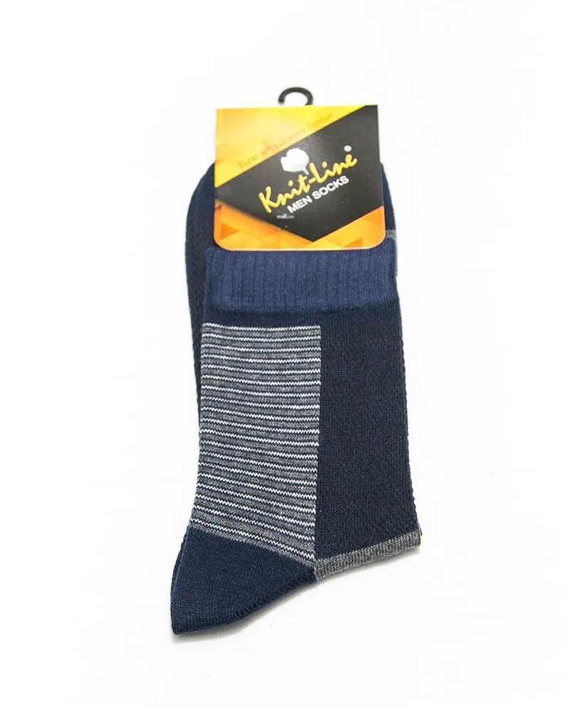 Knit Line Blue & Grey Socks