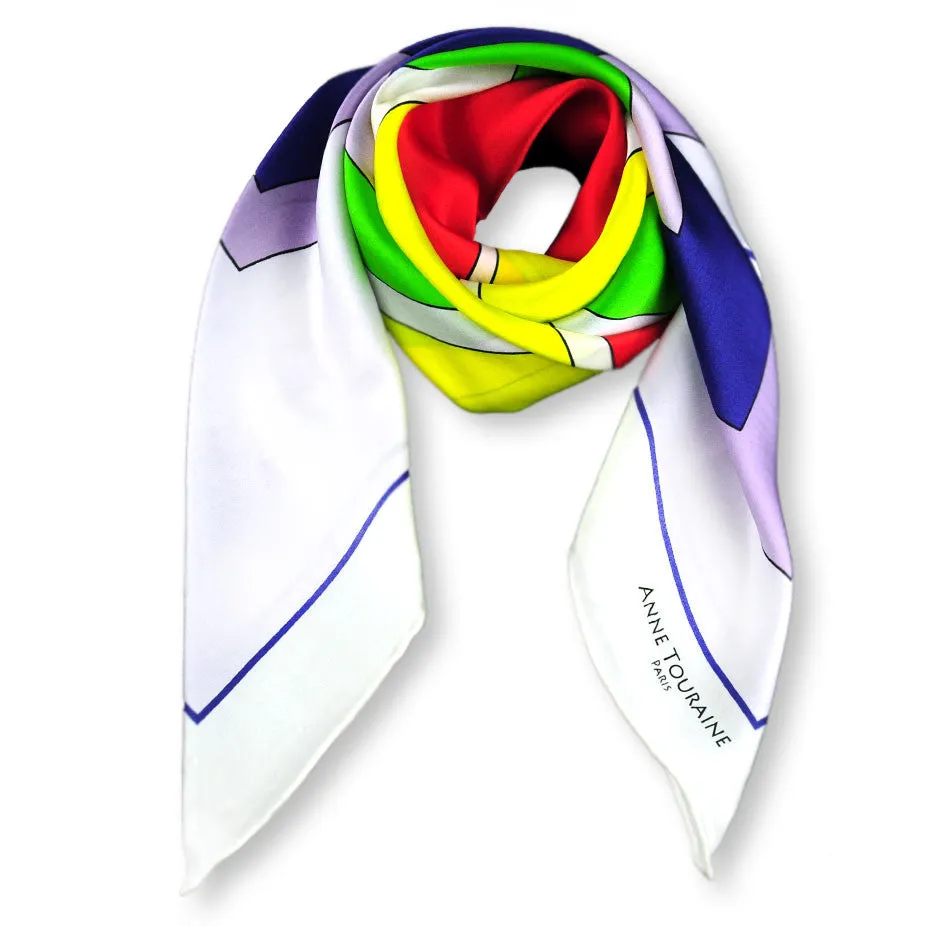 LARGE SILK SATIN SCARF - FREESTYLE - Multicolor - 47x47"