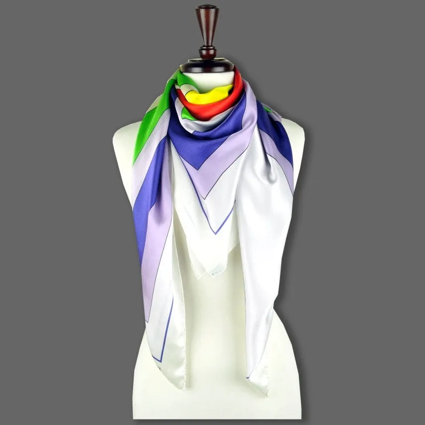 LARGE SILK SATIN SCARF - FREESTYLE - Multicolor - 47x47"