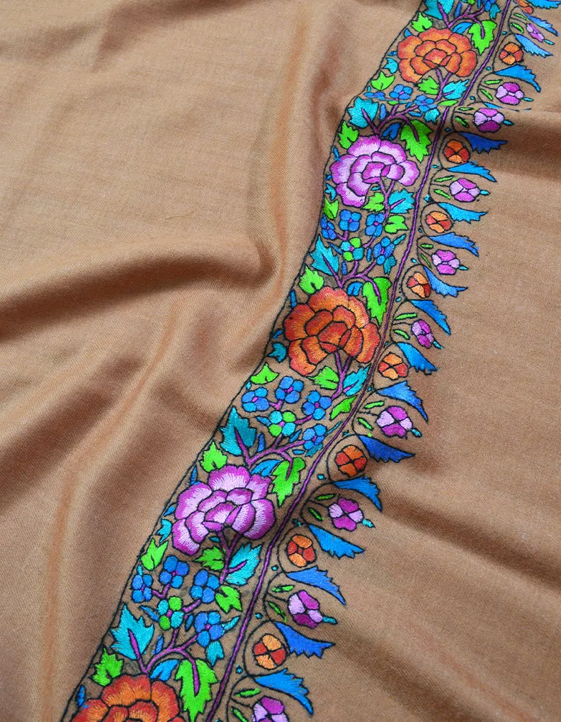 Light Orange Embroidery Pashmina Shawl 7301