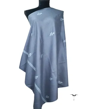 Light silver blue Embroidery Pashmina Shawl 8119