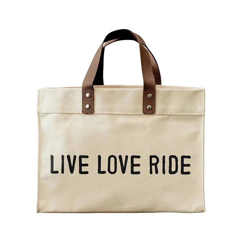 Live Love Ride Canvas Tote Bag at Bourbon Cowgirl