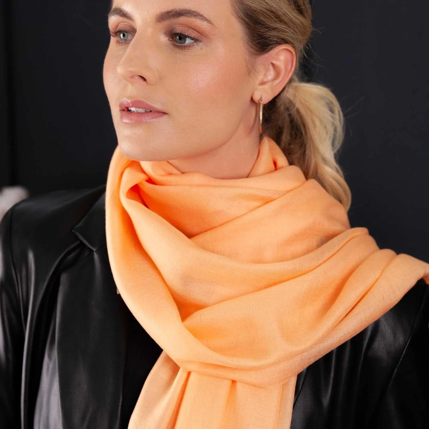 Luxe Merino Silk Shawl Peach