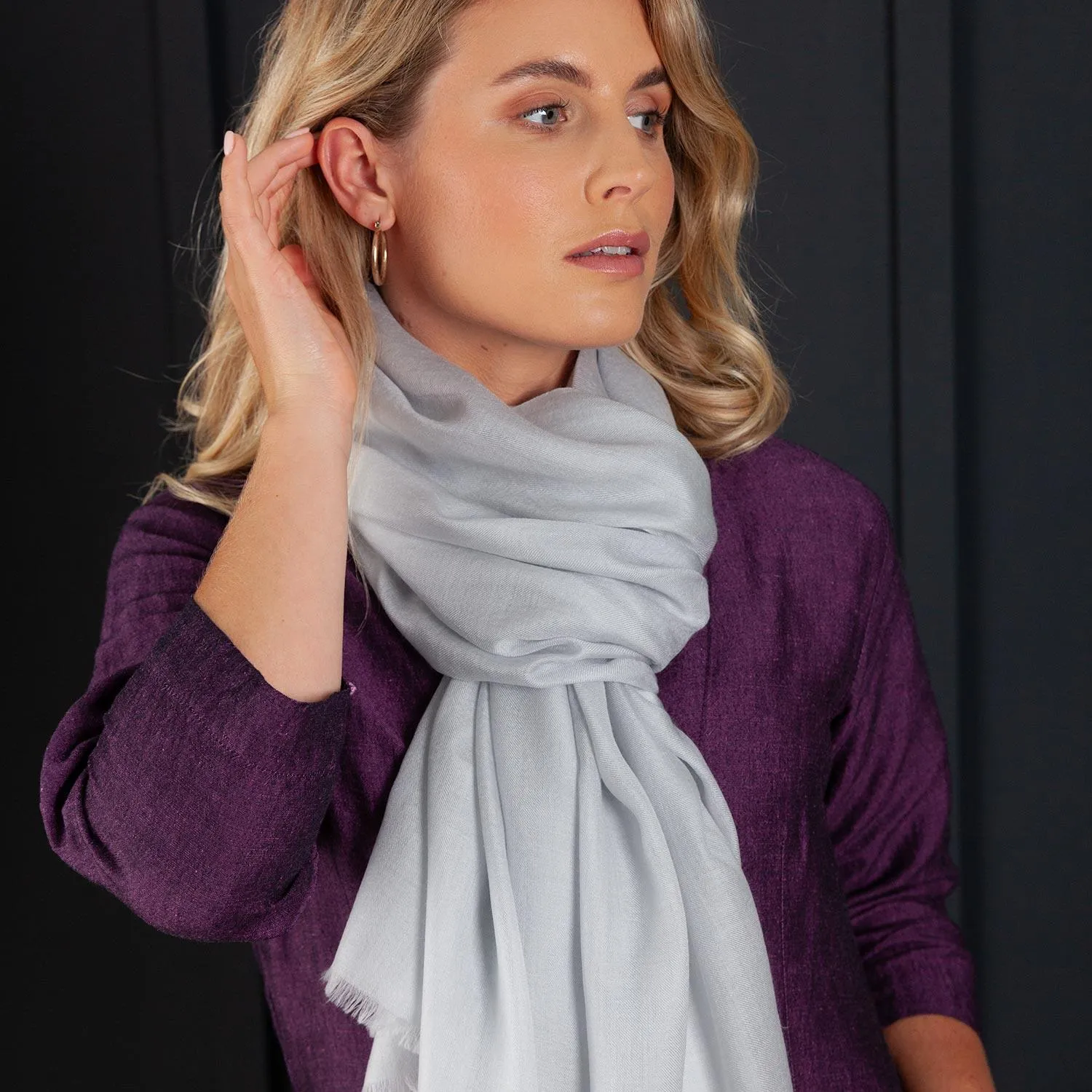 Luxe Merino Silk Shawl Silver