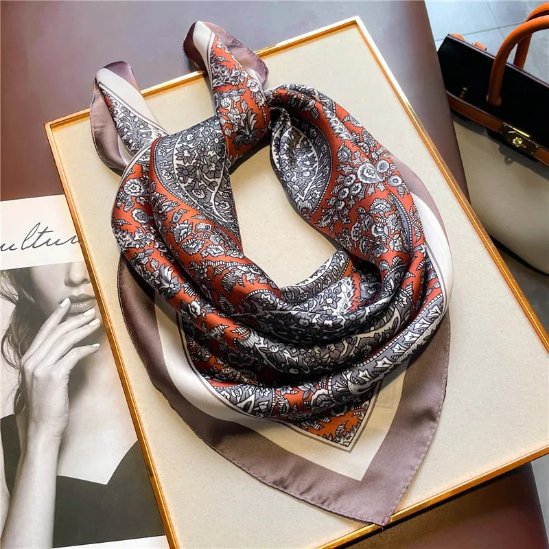 Luxury Print Silk Square Scarf