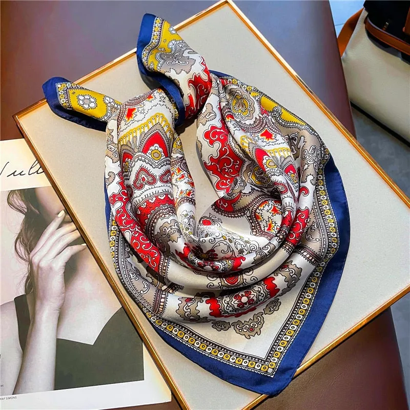 Luxury Print Silk Square Scarf