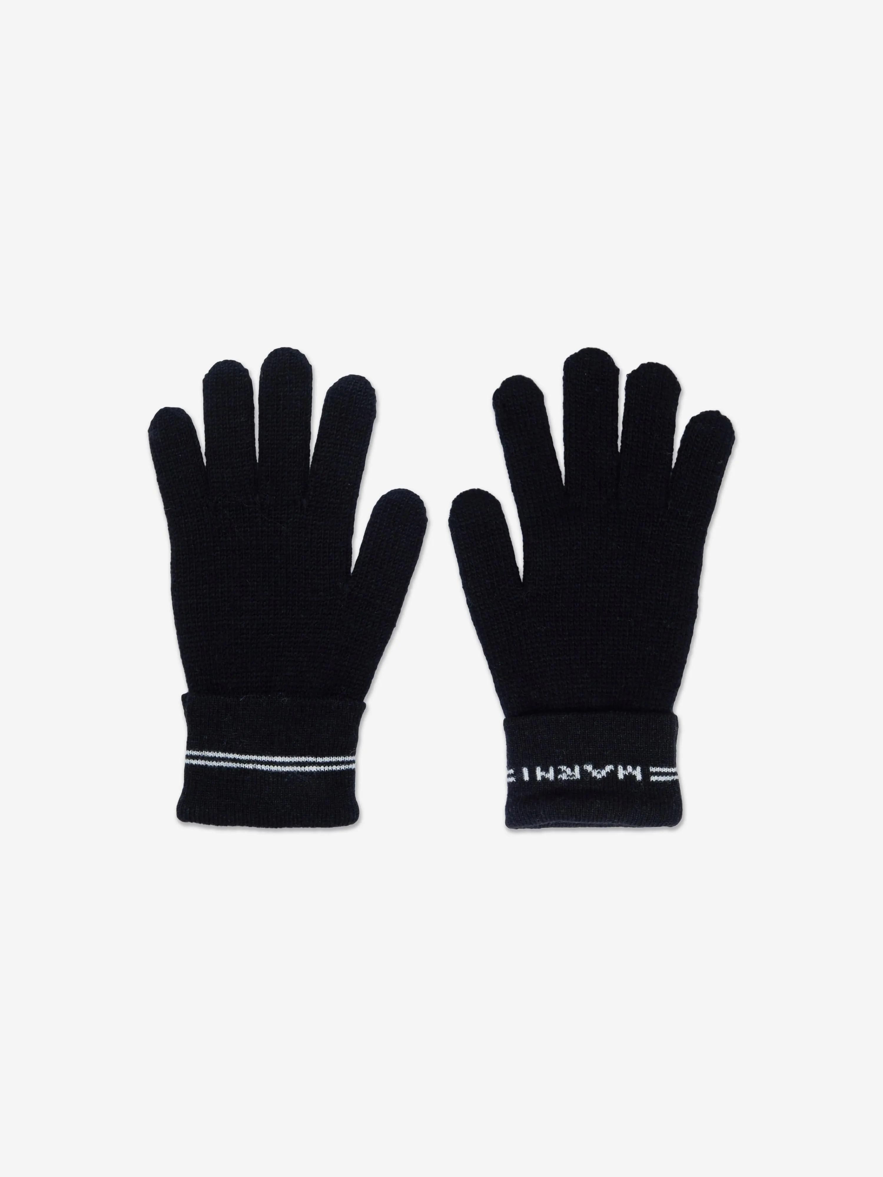 MARNI Kids Knitted Logo Gloves in Black