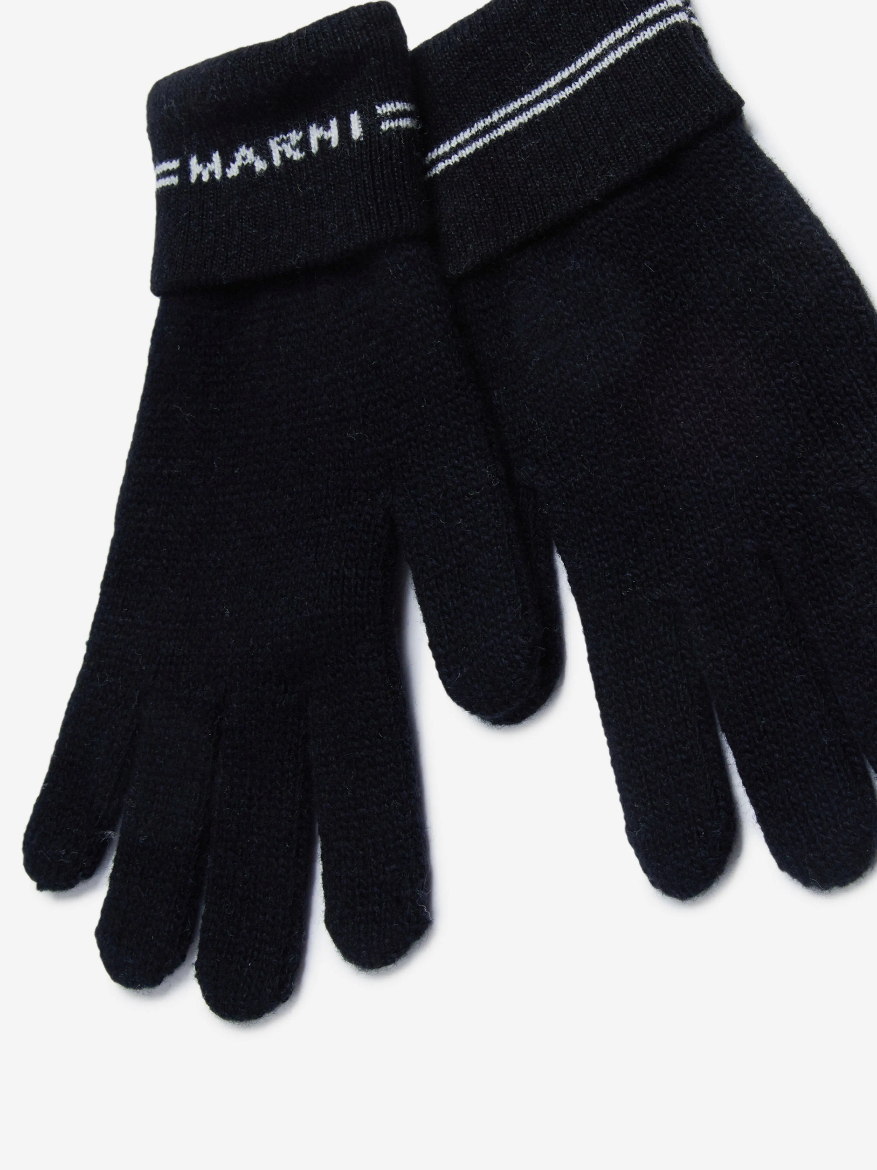 MARNI Kids Knitted Logo Gloves in Black