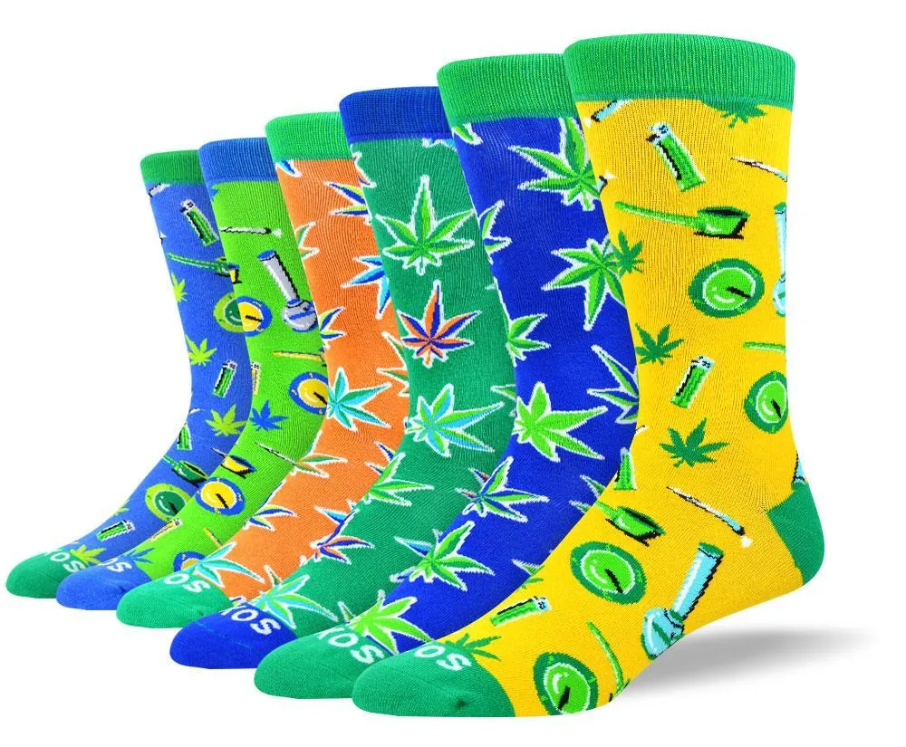 Men's Pattern Weed Sock Bundle - 6 Pair