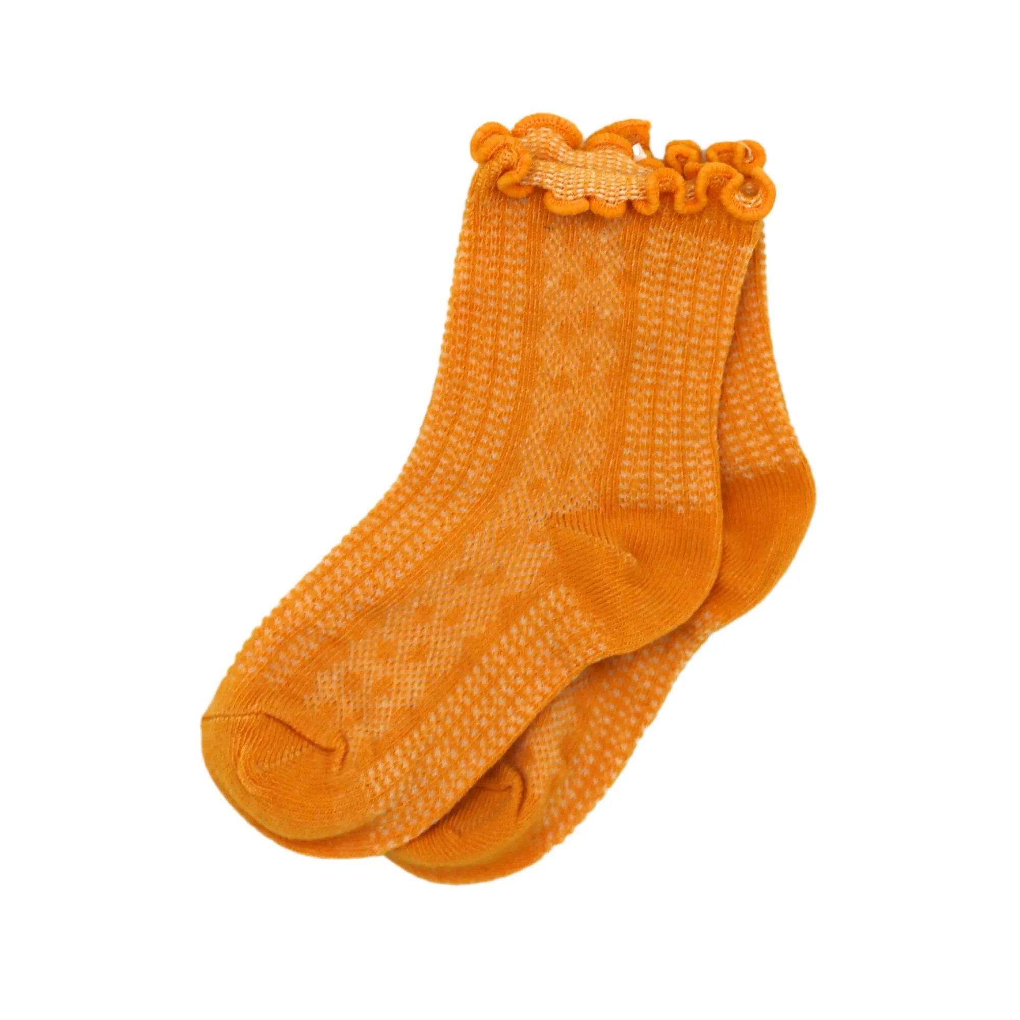 Patterned Scallop Rib Socks - Sunny Yellow