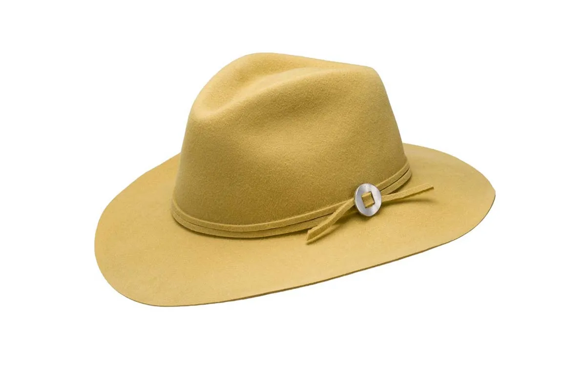 PHOEBE WIDE BRIM WOOL HAT - GOLD