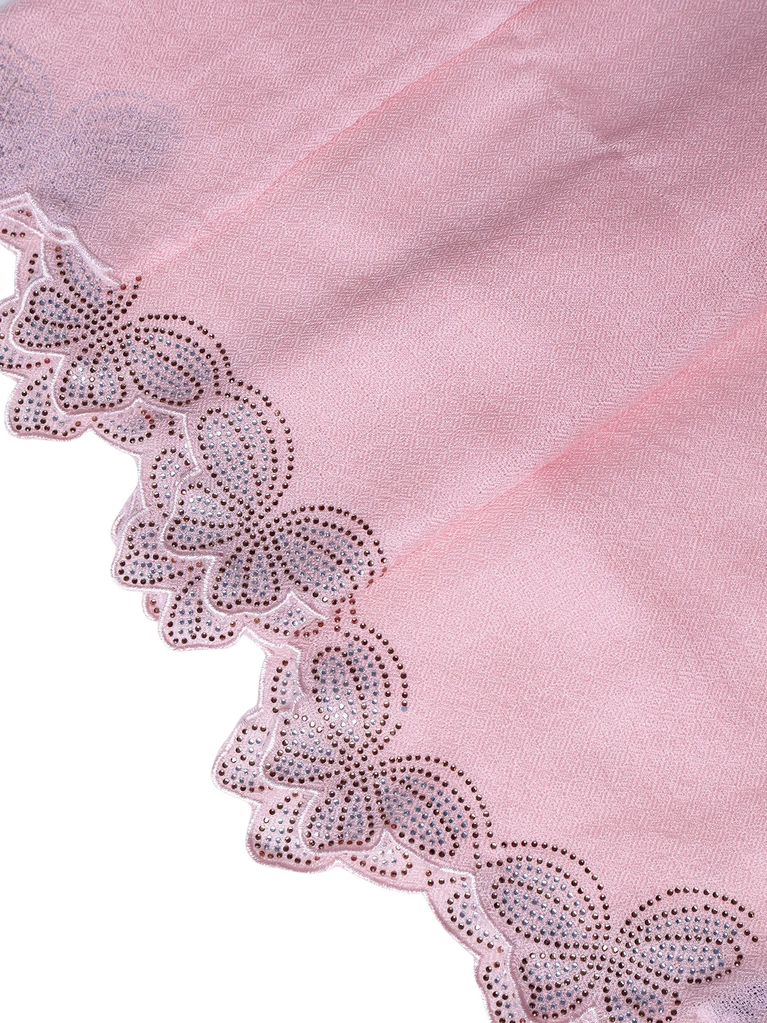 Pink shawl for dress with swarovski butterflies cutwork border